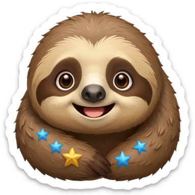 Perezoso que los ojos serán estrellas y este sonriendo  sticker