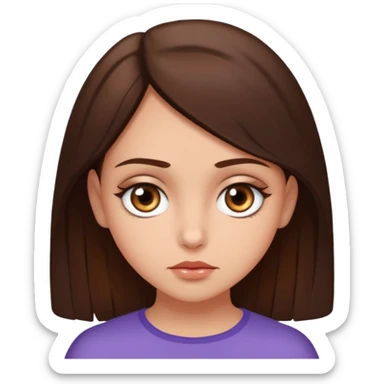 Fais moi une fille brune avec les yeux marrons, qui ce mort un doigt avec un regard coquin. sticker