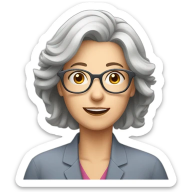 grey hair european women with glasses middle aged sticker