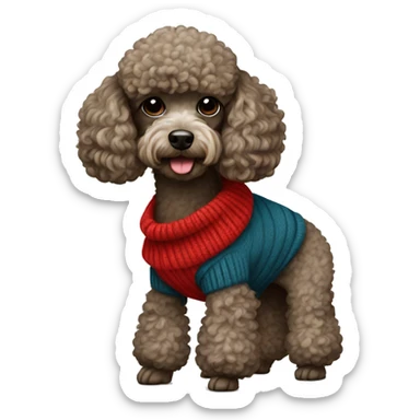 Miniature poodle wearing a Pullover  sticker