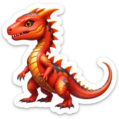 Cute Shiny iridescent Guilmon-Salandit-Fakémon-hybrid-creature (full body)  sticker