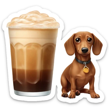Iced coffee with a Weenie dog sticker