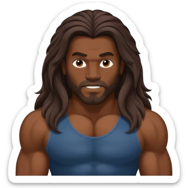 A biblical illustration of Samson, a muscular man with long flowing hair symbolizing his strength. He is depicted about to get a hair cut sticker
