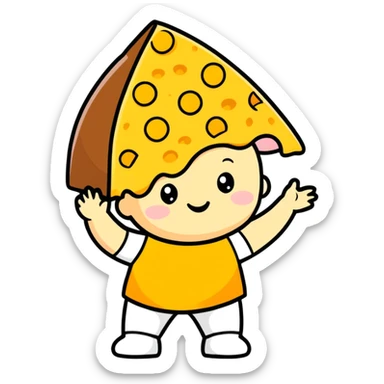 Toddler with cheese on their head  sticker