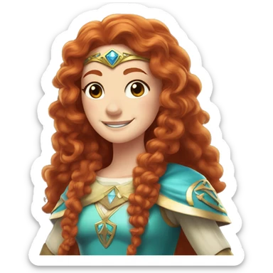a white girl with long red curly hair and freckles, cosplaying Princess Zelda posing and smiling sticker