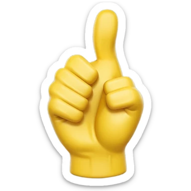 Use the original thumbs up emoji as a template, and create an image of a modified thumbs up where an exact copy but much smaller version of the large thumbs up, has its fingers wrapped around the large thumbs up sticker