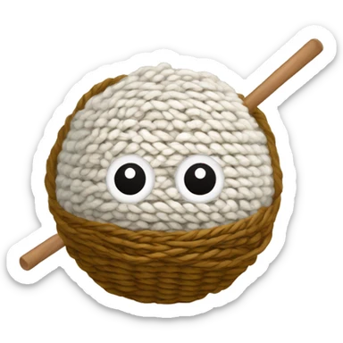 Dessine une pelote de laine avec deux aiguilles à tricoter dedans sticker