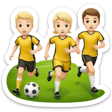 kids play soocer in yellow dress, boys sticker