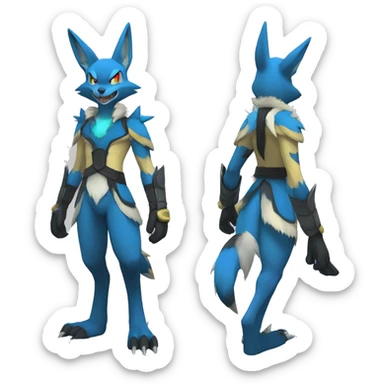 Lucario-Lombax-Sergal-Zeraora full body sticker