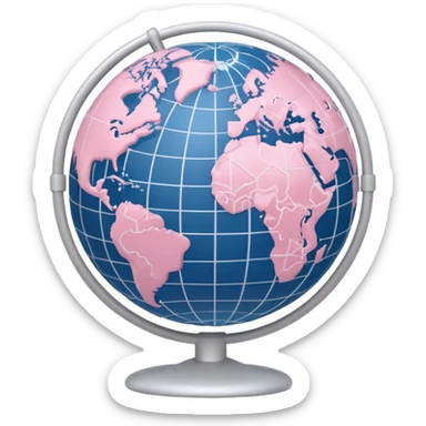white and light pink world globe with network nodes and lines sticker