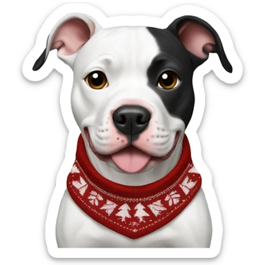 Black and white pitbull with Christmas sweater sticker