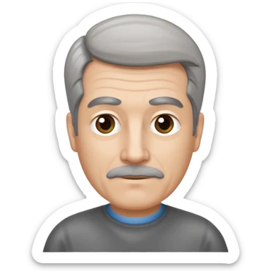 Salt and pepper haired man in 50s with a combover sticker