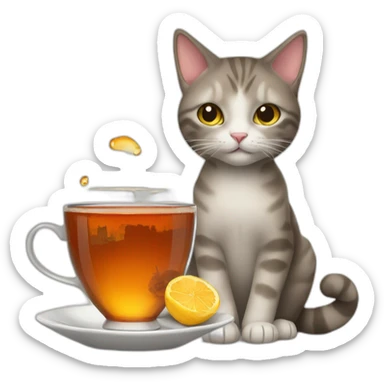 cat with tea in Istanbul sticker