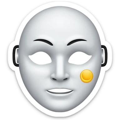 blank white no-mouth-hole masculine mask with moon crescent with black hole shape on forehead  sticker