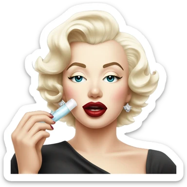 Marilyn Monroe applying skincare her lips are closed sticker