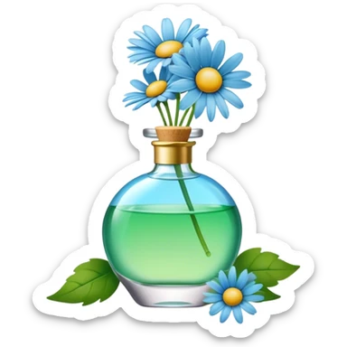 Sky green perfume and blue daisies  sticker