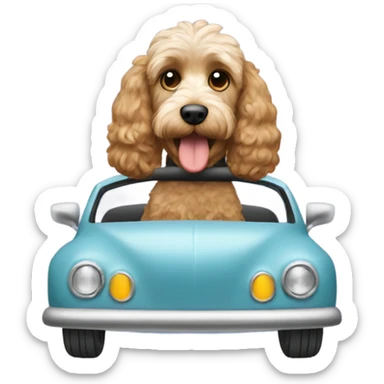 Cockapoo driving a car sticker