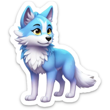 Anthro Colorful Shiny Fionbri-Falvie-sparkle-wolf-sona with spot markings full body sticker