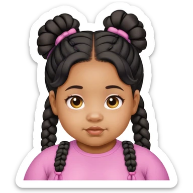 Create a light skin black girl about five years old and chubby with pig tails  sticker