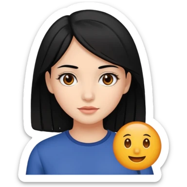 chica con pelo  negro y media melena y ojos marrones oscuros sticker