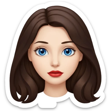 Woman with fair skin long brunette hair dark blue eyes and full lips sticker