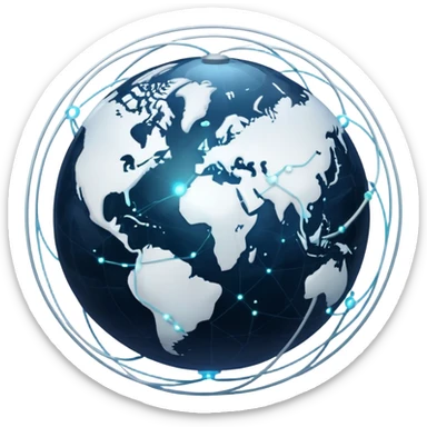 planet with white network links encircling it sticker