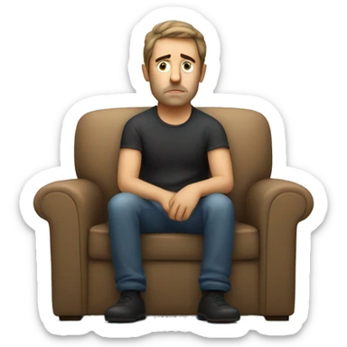 sad caucassian man on a couch sticker