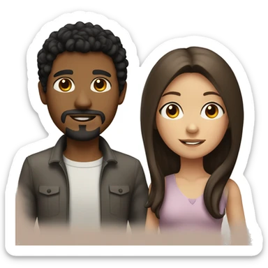 white boy with black hair and goatee holding girl with long brown hair and light brown skin sticker