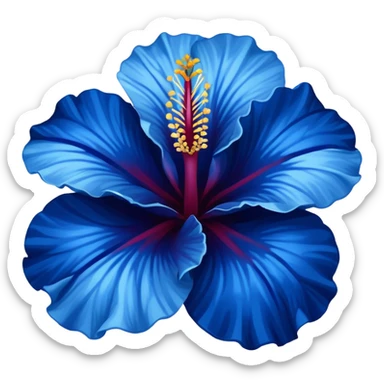 Dark blue flower hibiscus only colour blue and white sticker