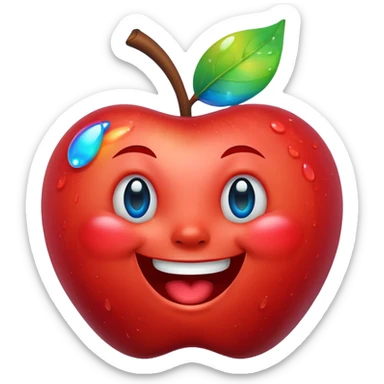 Laughing rainbow tears emoji, apple style, with a cheerful expression and tears in rainbow colors sticker