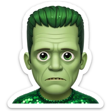 Frankenstein with dark green sequin outfit sticker
