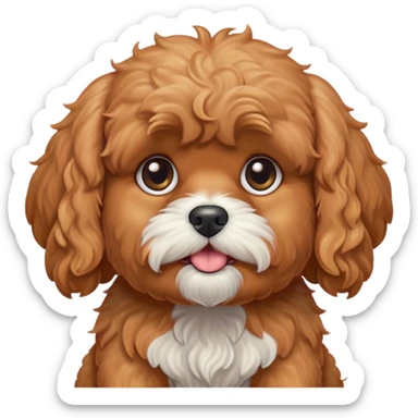 Cinematic Grumpy Apricot Cavoodle Portrait Emoji, Head tilted slightly with a deeply unimpressed expression, showcasing a thick, curly apricot coat with subtle white accents, large, droopy brown eyes narrowed into an unamused glare, ears slightly drooping in exasperation, Simplified yet comically expressive features, highly detailed, glowing with a dry, sarcastic glow, high shine, effortlessly judgmental yet dignified, stylized with a touch of cynicism, bright but brooding, soft glowing outline, capturing the essence of an eternally unimpressed yet endearing companion, so lifelike it feels like it could sigh heavily at you in disdain at any moment! sticker