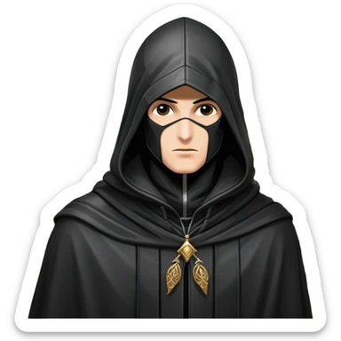 icon featuring Assasin's Creed in an iconic assassin's hood, standing tall against the backdrop of Florence. The design captures the essence of adventure, with intricate details of historical architecture and a sense of mystery. The character is poised, ready for action. transparent background. sticker
