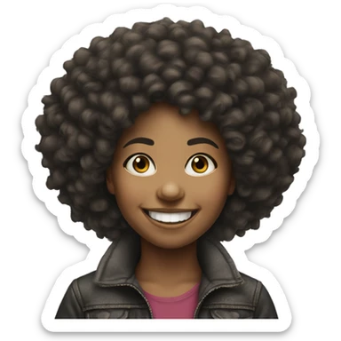 Hyper realist smiling girl with afro hairstyle sticker