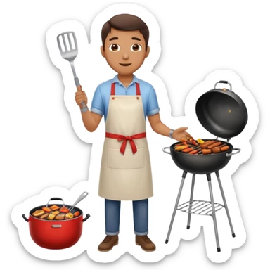 man cooking barbecue full-body sticker
