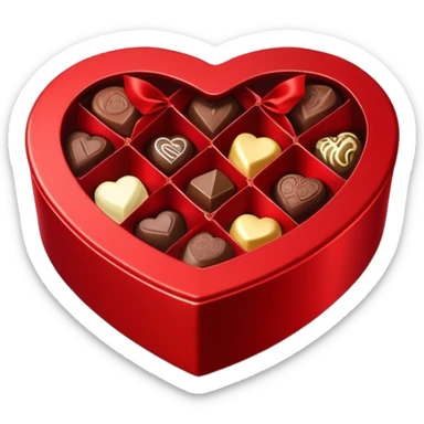 Red heart shaped box of luxury chocolates  sticker
