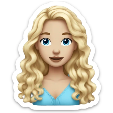 coquette girl long wavy blonde hair, blue eyes and freckles sticker