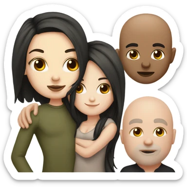 White girl dark hair kissing mixed bald man sticker