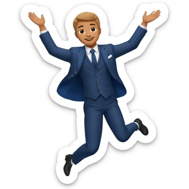 a man in a formal suit jumps with joy sticker