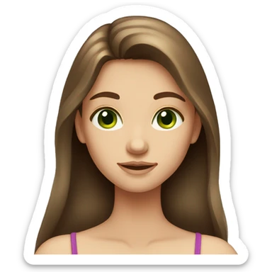 A girl with long brown hair and green eyes sticker