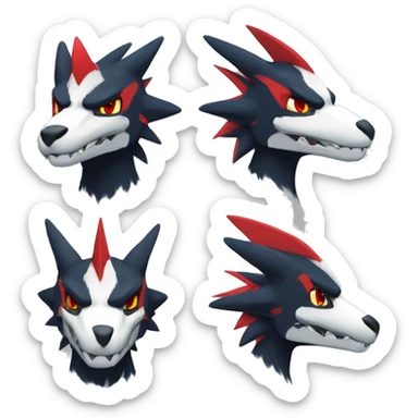 Black Cool Edgy Anthro Nargacuga-Silvally-Sergal-Garchomp-Fakémon  with White and Red Edgy markings sticker