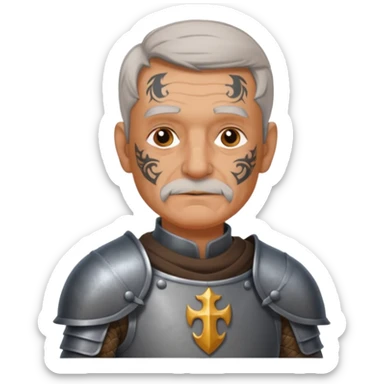 elderly tattooed knight, tattooed shoulder sticker