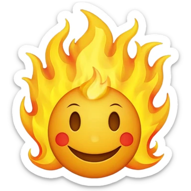 🙂🔥 cobine the two put the fire on topp of the head nothing more nothing less, stop with the ai don’t make it look like a person make it look like an yellow smiley face better sticker