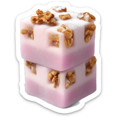 Turkish delight stacked cubes with chopped walnuts and covered with powdered sugar  sticker