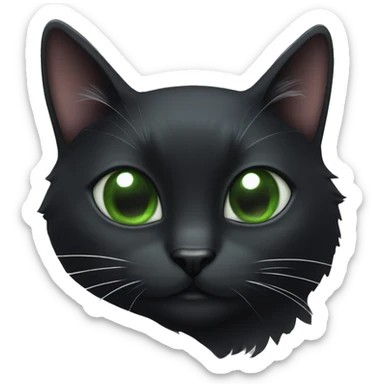 Black cat with green eyes and white mustache and white paws  sticker
