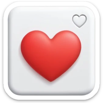 square social media post with a heart icon floating above it. The post includes a simple image and caption lines sticker