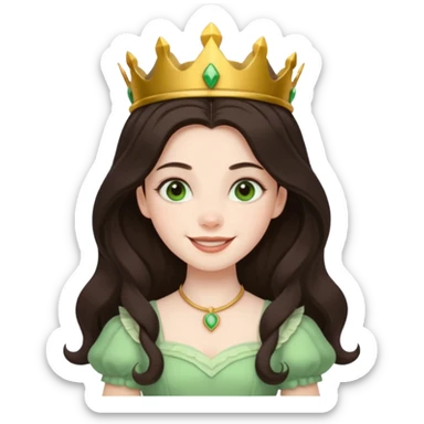 Princess Ozma from The Land of Oz with long dark brown hair, pale green outfit sticker