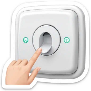 hand pressing a modern flush button, toilet in background, cheerful and neat sticker