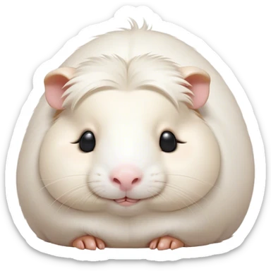Meme-Worthy Cute Sleeping White Guinea Pig Portrait Emoji, Head resting peacefully with a contented smile, showcasing a delightfully chubby build and a luxuriously soft pure white fur, eyes shut in a serene, cozy nap, Simplified yet hilariously adorable features, highly detailed, glowing with a soft, drowsy light, high shine, relaxed and utterly lovable, stylized with an air of playful laziness, bright and heartwarming, soft glowing outline, capturing the essence of a comically sleepy guinea pig, so meme-worthy it feels like it could instantly become the next viral sensation of adorable slumber! sticker