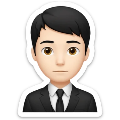 Chico con pelo negro, camisa negra y una corbata blanca sticker